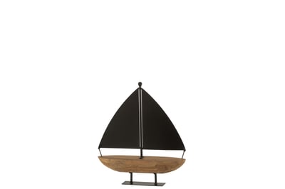 Zeilboot hout/metaal zwart/bruin small