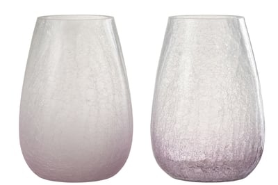 Windlicht eivorm craquele glas paars large assortiment van twee