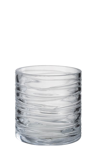 Windlicht strepen glas transparant small