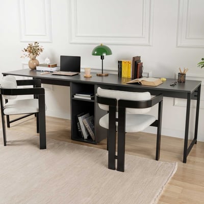 Bureau Woody Fashion - 240x60x74cm - met opbergruimte - zwart Bureau Woody Fashion - 240x60x74cm - met opbergruimte - zwart