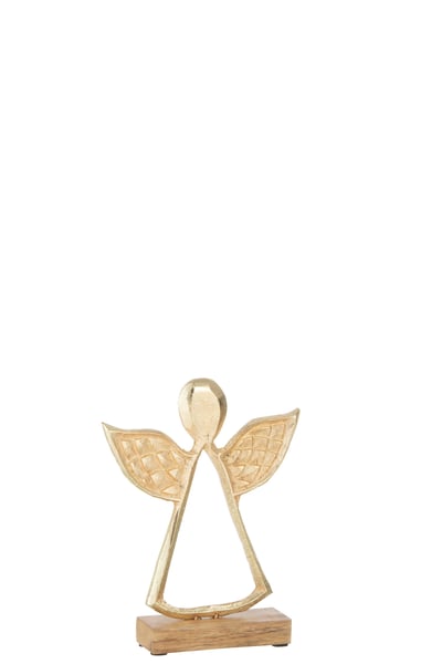 Engel met curve op voet hout aluminium goud medium