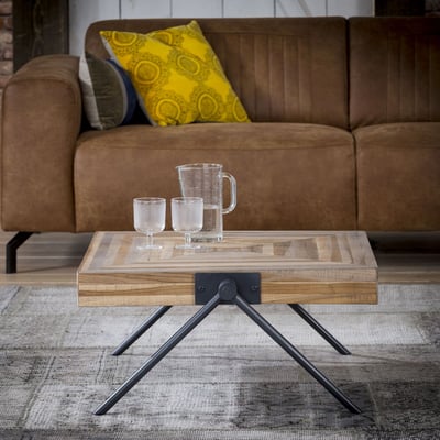 Salontafel Teca balans vierkant 70x70 industrieel - teak Salontafel Teca balans vierkant 70x70 industrieel - teak