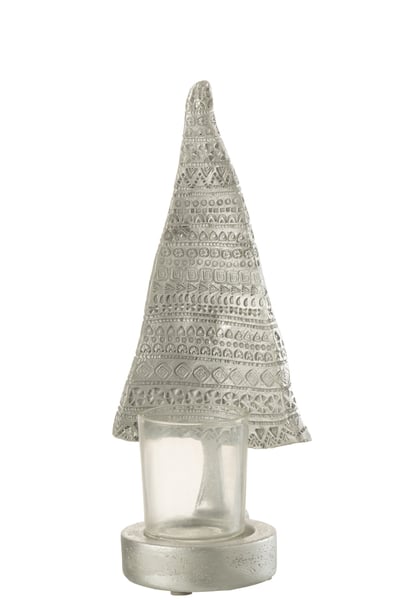 Kaarshouder kerstboom poly zilver large