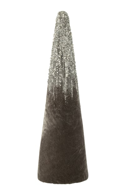 Kegel velvet grijs parels goud large