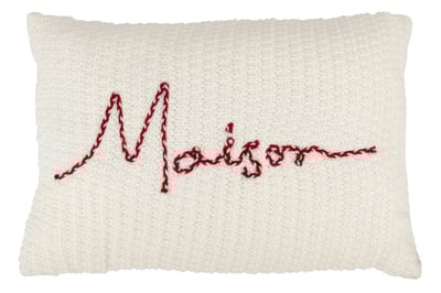 Kussen maison polyester/acryl rood/wit Kussen maison polyester/acryl rood/wit