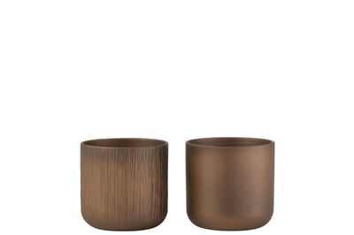 Bloempot gen keramiek goud/koper medium assortiment van 2