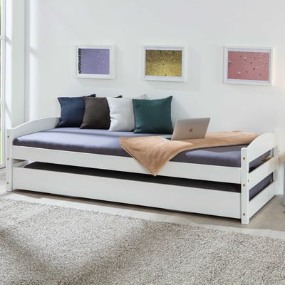 Bed Vindas 90x200 met in hoogte verstelbaar logeerbed - wit Bed Vindas 90x200 met in hoogte verstelbaar logeerbed - wit