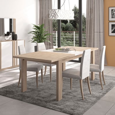 Uitschuifbare eettafel Gaston 4 poten - lichte Kronberg eik/wit Uitschuifbare eettafel Gaston 4 poten - lichte Kronberg eik/wit
