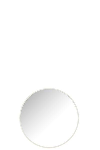 Spiegel rond glas/metaal wit small