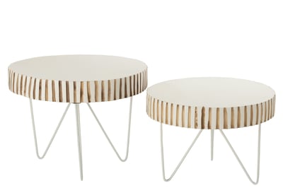 Set van 2 tafels ying hout metaal wit