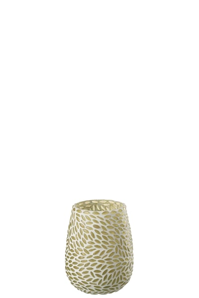 Theelicht houder mozaiek glas groen/wit small