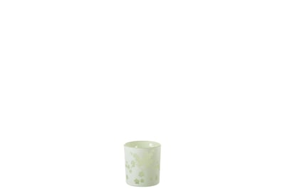 Theelichthouder bloemen glas groen small