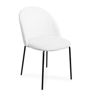 Eetkamerstoel Wira - 54x50x81cm - boucléstof - wit Eetkamerstoel Wira - 54x50x81cm - boucléstof - wit