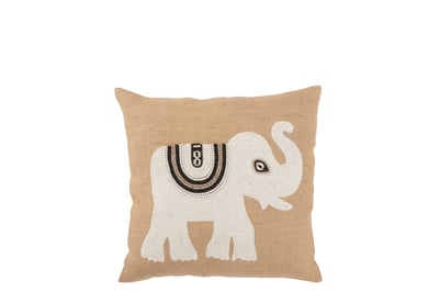 Kussen olifant textiel naturel/wit small Kussen olifant textiel naturel/wit small