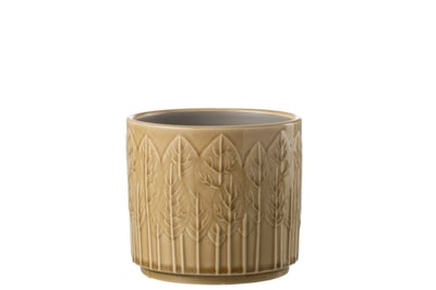 Bloempot blad keramiek beige medium