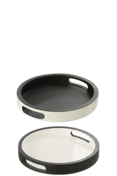 Tray vik wood black/white assortment of 2