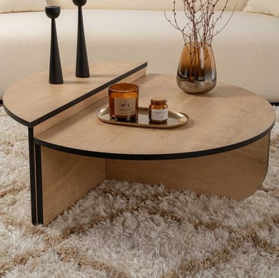 Salontafels Orion - 60x90x30cm - set van 2 - eikdecor/zwart