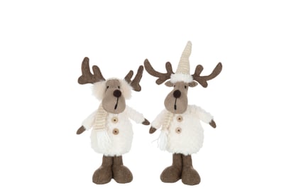 Rendier sjaal textiel beige/bruin small assortiment van 2