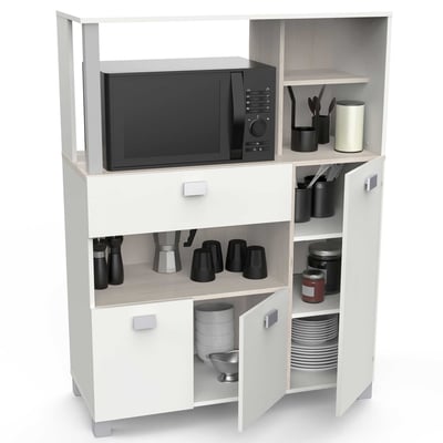 Microgolfkast Basiel-mat wit/acacia