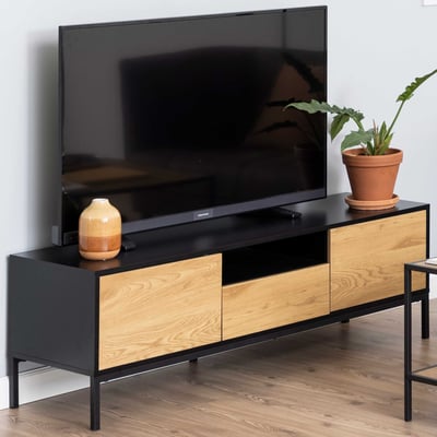 Tv-meubel Dover 140cm 2 deuren 1 lade - zwart/wilde eik