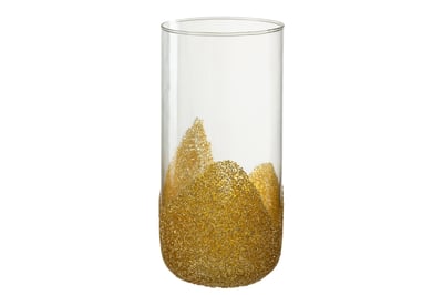 Kaarshouder strass glas transparant/goud large