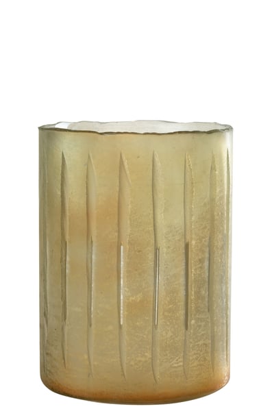 Kaarshouder strepen glas geel large