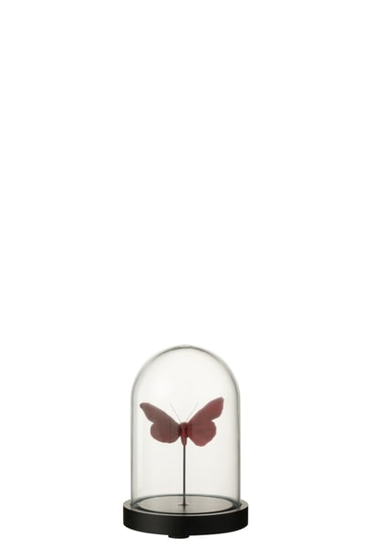 Stolp vlinders glas rood/bordeaux small