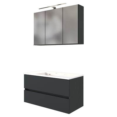 Wastafelmeubelset Brama 100cm - grafiet/mat grijs Wastafelmeubelset Brama 100cm - grafiet/mat grijs