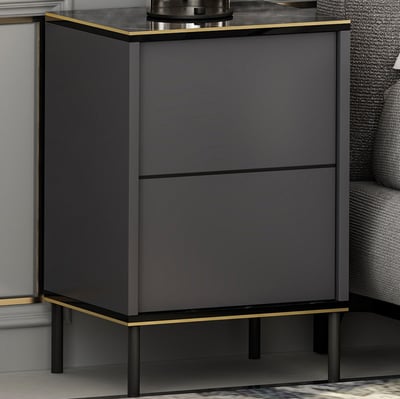 Nachtkastje Imaj - 100% MELAMINE - Antraciet - 40 x 60 x 35 cm