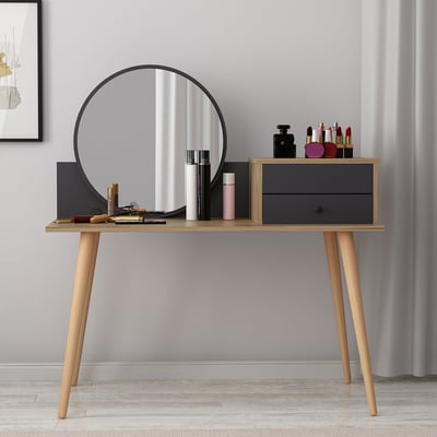 Make-uptafel Woody Fashion | 120 x 60 x 96 cm | Walnut Anthracite-design Make-uptafel Woody Fashion | 120 x 60 x 96 cm | Walnut Anthracite-design