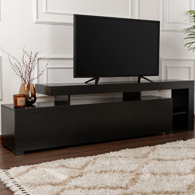 TV-meubel Beliz - 100% MELAMINE - Zwart Hout - 192 x 53 x 37 cm