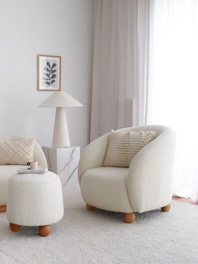 Slon Wing Chair | Teddystof | Wit