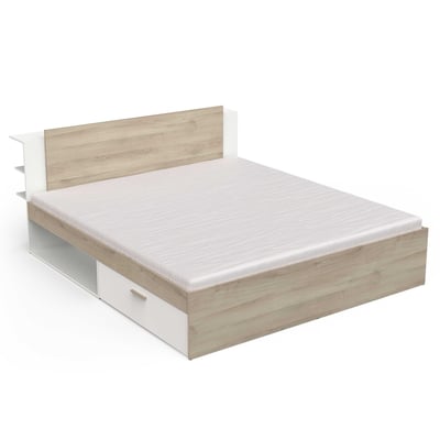 Tweepersoonsbed Liva - 180x200cm - met opbergruimte - wit/eikdecor Tweepersoonsbed Liva - 180x200cm - met opbergruimte - wit/eikdecor