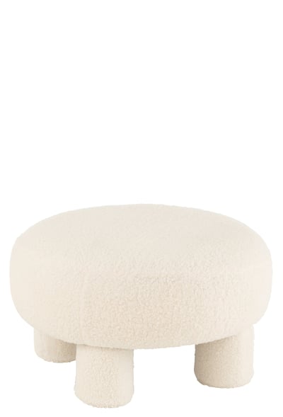 Kruk rond teddy voeten velvet wit