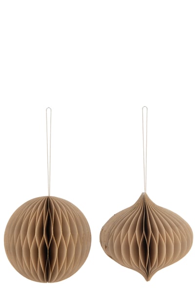 Kerstmis bal papier beige large assortiment van 2