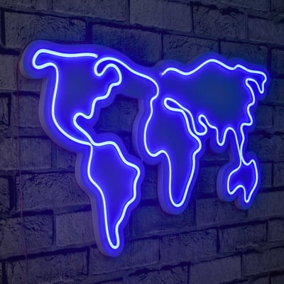 Neonverlichting wereldkaart - Wallity reeks - Blauw
