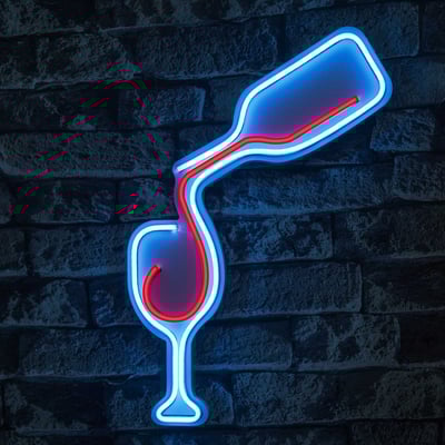 Neonverlichting glas wijn - Wallity reeks - Blauw/rood Neonverlichting glas wijn - Wallity reeks - Blauw/rood