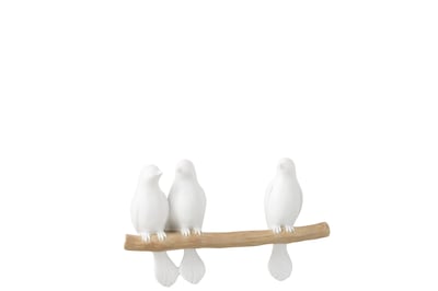 3 vogels on tak polyresine wit/naturel 3 vogels on tak polyresine wit/naturel
