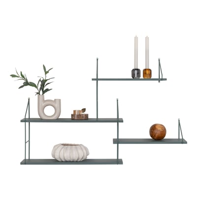 Harlem wandrek - 99x17,5x62 cm - staal en hout - groen Harlem wandrek - 99x17,5x62 cm - staal en hout - groen