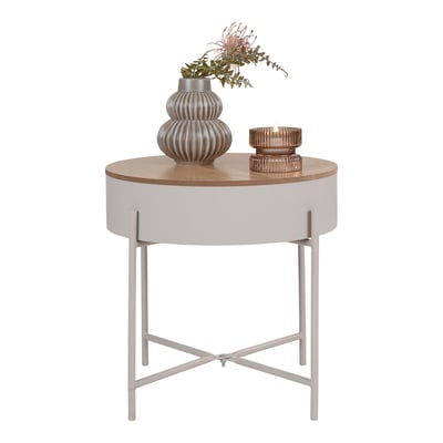Bijzettafel Sisco - Ø40cm - met opbergruimte - grijs Bijzettafel Sisco - Ø40cm - met opbergruimte - grijs