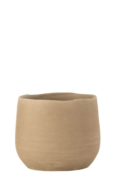 Bloempot effen keramiek beige medium
