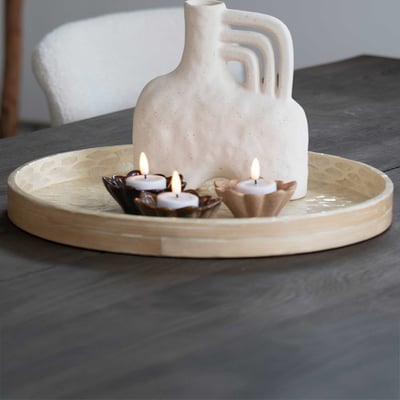 Dienblad Capiz | Ø40 x 3,5 cm | Beige