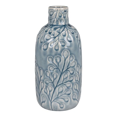 Blauwe keramische vaas met patroon - Ø12x26 cm Blauwe keramische vaas met patroon - Ø12x26 cm