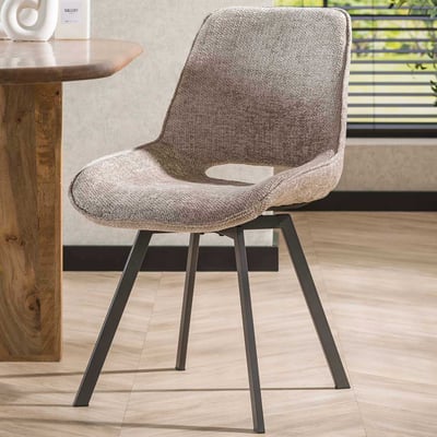 Draaibare eetkamerstoel Nuria - zand chenille stof