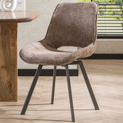 Draaibare eetkamerstoel Nuria - champagne chenille stof