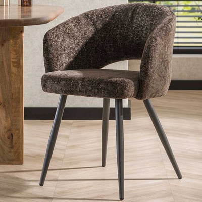 Eetkamerstoel Saloon - 58x56x81cm - bruine stof