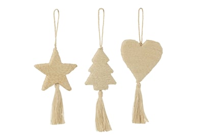 Hangerster hart boom jute creme assortiment van 3