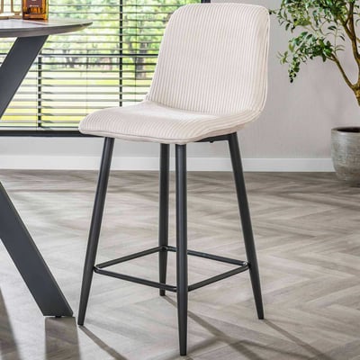 Barstoel Rock - 45x50x99cm - wit ribfluweel