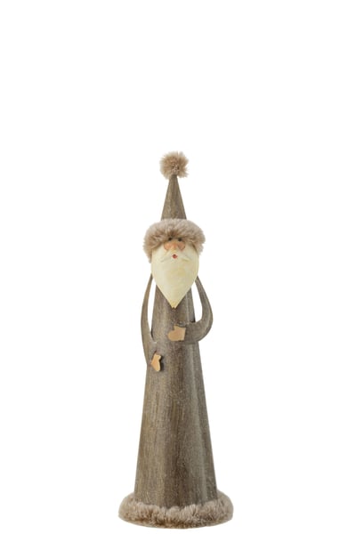 Kerstman rond bont metaal grijs small Kerstman rond bont metaal grijs small