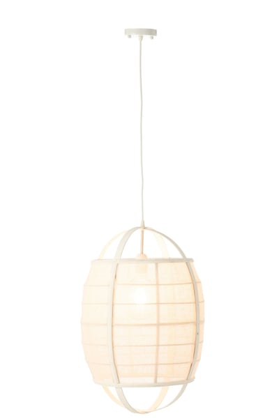 Hanglamp ion linnen/bamboe wit small
